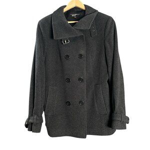 Vtg Black Rivet 80% Wool Double Breasted Peacoat Gray Womens 14 1990s Y2K